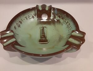 Vintage Frankoma Pottery #458 Can-Tex Industries Ashtray Prairie Green NOTE